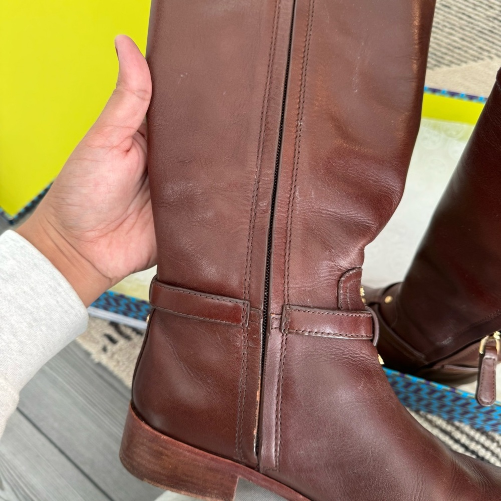 Tory Burch Chestnut Leather Knee-High Boots - Picture 15 of 16